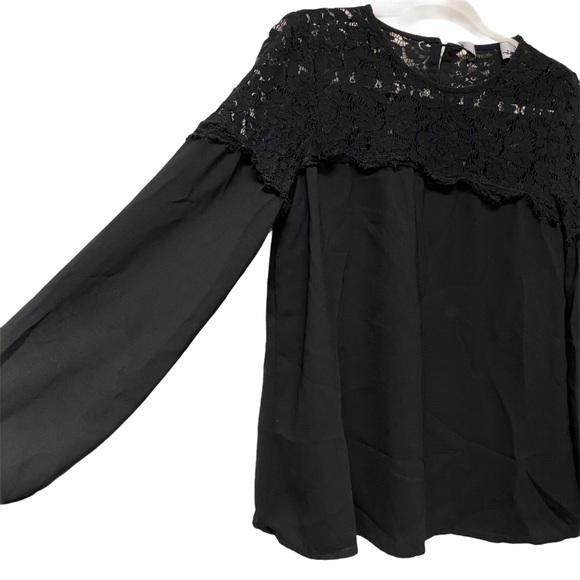 Lulus Picture This Black Long Sleeve Lace Top Sz M - Picture 5 of 12